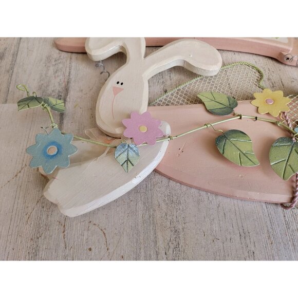Wooden Happy Spring Easter Bunny hanging home decor - Picture 2 of 7